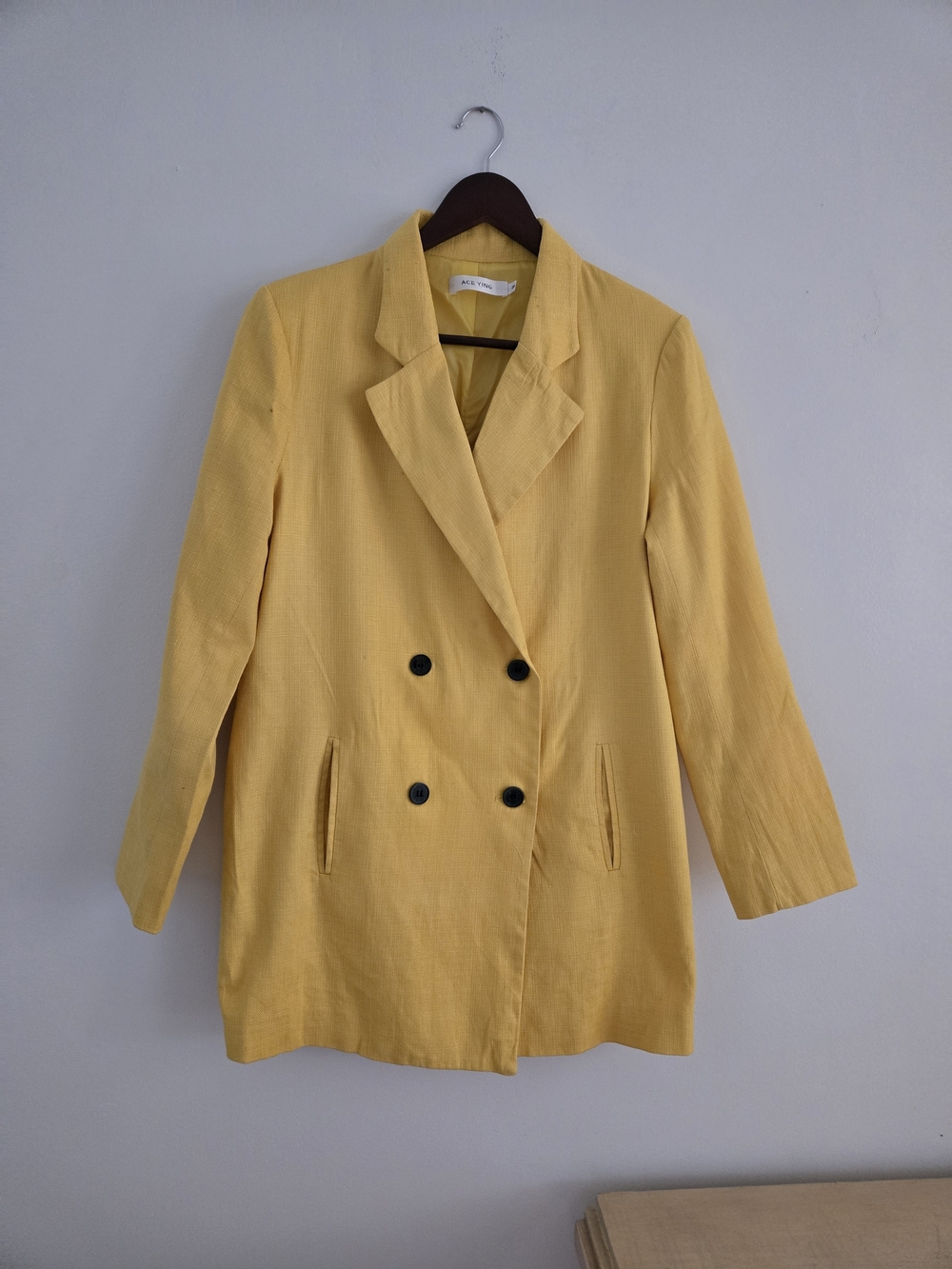 Women’s Yellow Silk Double-Breasted Yellow Blazer Jacket